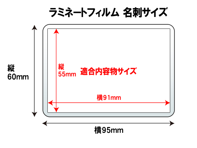 ラミネートフィルム 名刺サイズ （60×95mm） 100ミクロン,ラミネートパウチならジャストコーポレーション